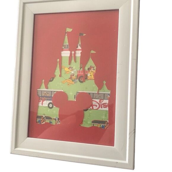 New Disney Castle Framed Silouette Mickey Minnie Goofy Americana - Picture 3 of 11